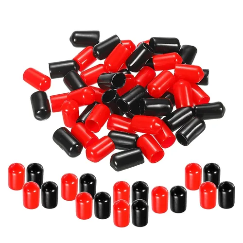 Miniatura 42 de MECCANIXITY 50 unids tapas de goma Surtido de 0.079 in PVC vinilo tornillo rosca protector para tornillo tornillo negro rojo