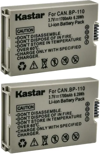 Kastar Paquete de 2 baterías BP-110 de 3.7 V 1700 mAh de repuesto para Canon VIXIA HF R20 HFR20, VIXIA HF R20 Rojo, VIXIA HF R20 Silver, VIXIA HF