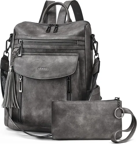 Miniatura 9 de Shrrie - Mochila de cuero para mujer, bolso de moda, mochila de cuero para mujer, mochila de viaje de diseñador, bolso de hombro convertible