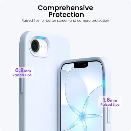 Miniatura 4 de ORNARTO Funda compatible con iPhone 16e de 6.1 pulgadas (2025), silicona líquida de 3 capas cubierta completa de goma de gel suave, funda protectora