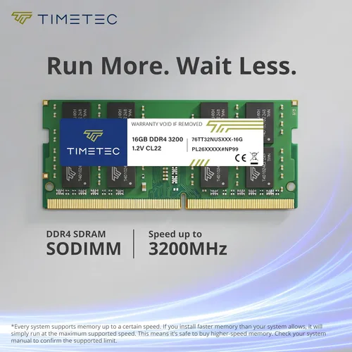Miniatura 2 de Timetec Premium 16GB DDR4 3200MHz (o 2933MHz o 2666MHz) PC4-25600 Sin ECC Sin Búfer 1.2V CL22 2Rx8 Dual Rank 260 Pines SODIMM Memoria RAM de Rango