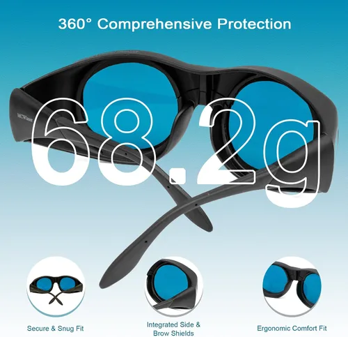 Miniatura 7 de MCWlaser Gafas de seguridad láser 600-1100nm OD6+, láser de picosegundo/luz fría/láser Yag/módulo láser infrarrojo protección ocular gafas láser