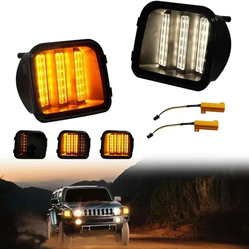 Lámpara LED secuencial color blanco/ámbar compatible con luces intermitentes Hummer H3 H3T 2006-2010 para parachoques delantero, marcador lateral de