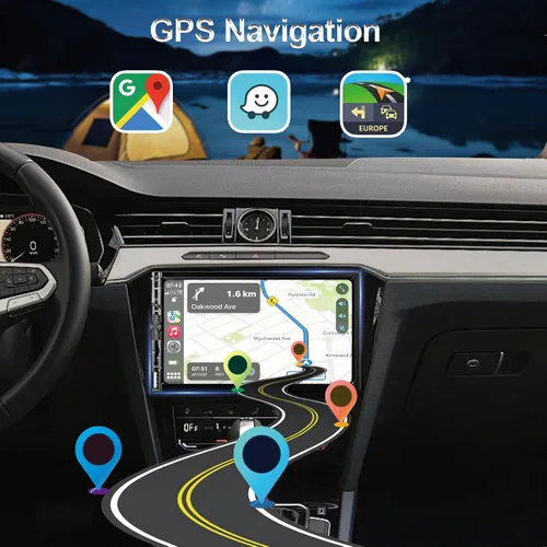 Miniatura 3 de Estéreo inalámbrico de doble DIN para automóvil de 7 pulgadas con Apple Carplay, pantalla táctil HD 1024 x 600, receptor de radio FM para automóvil