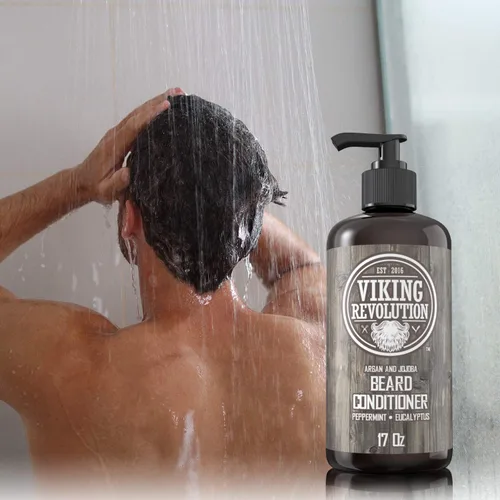 Miniatura 4 de Viking Revolution Acondicionador para barba con aceite de argán y jojoba - Suaviza y fortalece - Aroma natural a menta y eucalipto - Acondicionador