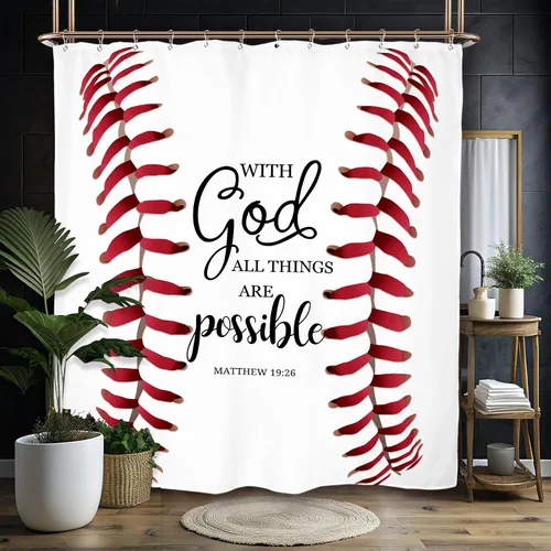 Miniatura 6 de Miyotaa Juego de cortina de ducha con texto en inglés "Baseball Sports", de 60 pulgadas de ancho x 71 pulgadas de alto, para adolescentes y hombres