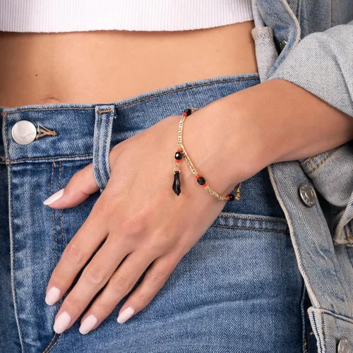 Miniatura 2 de Barzel Pulsera azabache chapada en oro de 18 quilates, fabricada en Brasil