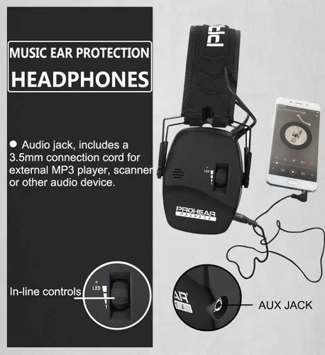 Miniatura 6 de PROHEAR Orejeras electrónicas digitales de protección auditiva con almohadillas de gel GEP02, orejeras de amplificación de sonido 5X, protección