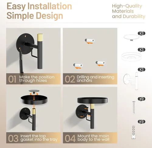 Miniatura 8 de YUOROS Paquete de 3 Soportes de Plantas de Pared, Macetas de Pared para Plantas de Interior, Estanterías Colgantes para Plantas de Ventana, Negro