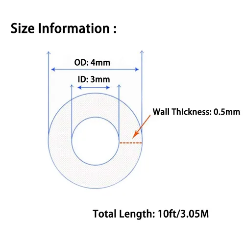 Miniatura 2 de Hooshing - Tubo de silicona de 3 mm ID x 4 mm OD de 3 m de grado alimenticio de alta temperatura, tubo de goma de silicona flexible de plástico