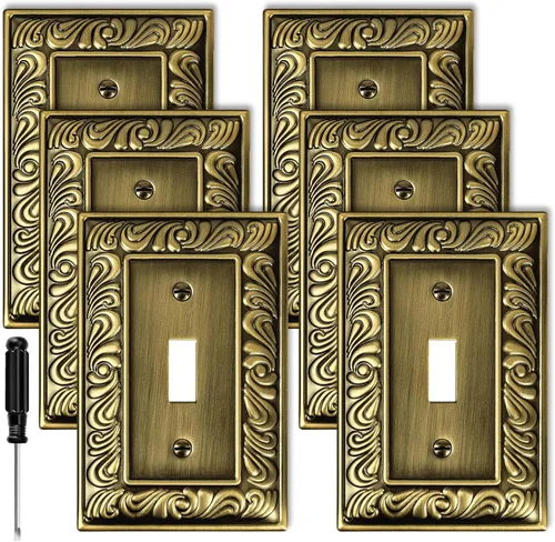 Miniatura 18 de Placa Decorativa de Pared de Latón Antiguo Cubierta de Interruptor de Luz Cubiertas de Enchufe Decorativo Placas de Interruptor Basculante