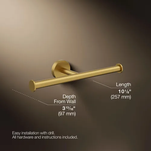 Miniatura 2 de Kohler K27289-2MB Elate Soporte de papel higiénico europeo montado en la pared vibrante latón cepillado moderno Latón cepillado vibrante.