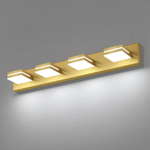 Miniatura 14 de SineRise - Lámpara LED para tocador de baño - Moderna lámpara de acrílico con acabado cromado para iluminación de pared sobre el espejo - 2 luces