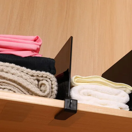 Miniatura 3 de Sooyee Paquete de 8 separadores de estantes acrílicos negros, perfectos para armarios, cocina, dormitorio, organización de estanterías para Violeta