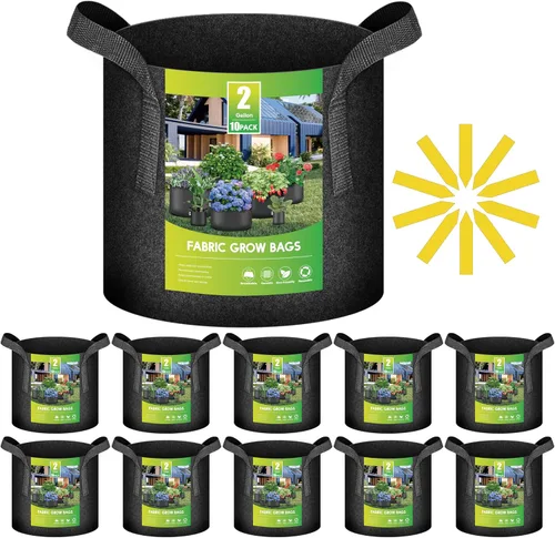 Miniatura 25 de iPower Paquete de 10 bolsas de 3 galones para plantas de tela no tejida gruesa resistente para cultivo de papas, contenedor duradero con aireación