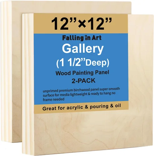 Miniatura 7 de Falling in Art Paquete de 2 paneles de lienzo de madera sin terminar, kit de paneles de madera de abedul de galería de 20 x 20 pulgadas, tablas