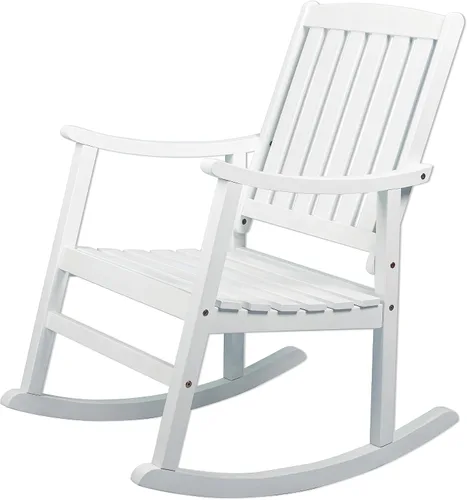 Miniatura 9 de JONATHAN Y Penny RCK102B - Mecedora de madera de acacia maciza para exteriores, acabado gris, con listones para porche, patio, patio trasero