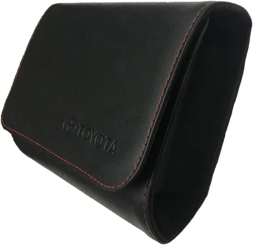 Toyota Cartera de cuero genuino con protección RFID unisex para adultos para propietarios de automóvil, negro, minimalista, en relieve, cierre de