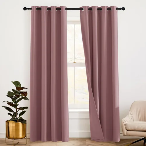 Miniatura 13 de RYB HOME 3 en 1 insonorizadas - oscurecedoras - cortinas de lino con aislamiento, cortinas de ahorro de energía con bloqueo de ruido para Lino blanco