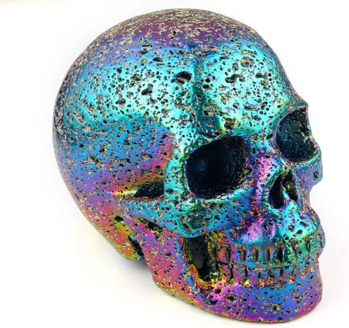 Miniatura 10 de Skullis Calavera de cristal de piedra de lava caliente de 2.0 pulgadas, escultura de arte fino de piedra preciosa tallada a mano, estatua de piedra