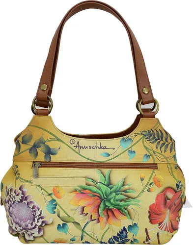 Miniatura 2 de Anuschka Hobo grande de cuero genuino con triple compartimento para mujer, exterior pintado a mano