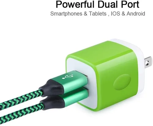 Miniatura 2 de Bloque de enchufe de pared de doble puerto USB C adaptador con 2 cables de carga rápida tipo C de 6 pies para Samsung Galaxy S24 S23 S22 S21 S20 S9