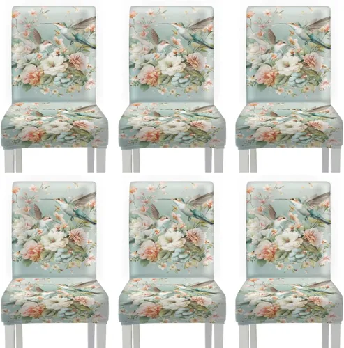 Miniatura 31 de HUGS IDEA Yellow Floral Chair Covers for Dining Room Set of 2 Flowers Kitchen Chair Covers Washable Dining Chairs Slipcovers Cubre Sillas