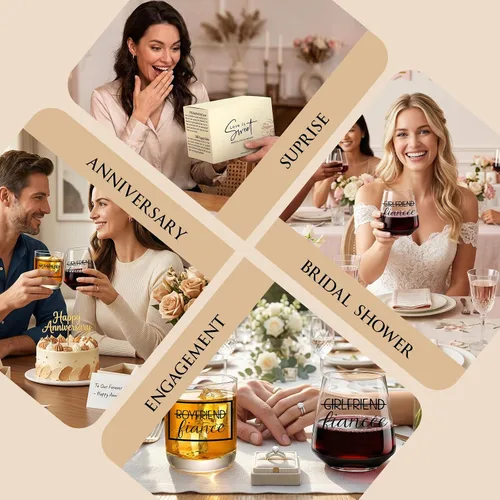 Miniatura 6 de comfit Regalos de compromiso para parejas: regalo de compromiso para prometidos y prometidos para parejas recién comprometidas, copa de whisky