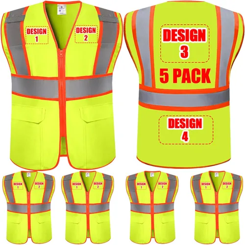 Miniatura 13 de Chalecos de seguridad con logotipo personalizado (S, M, L, XL, 2XL, 3XL, 4XL) Chalecos de seguridad reflectantes de alta visibilidad Clase 2