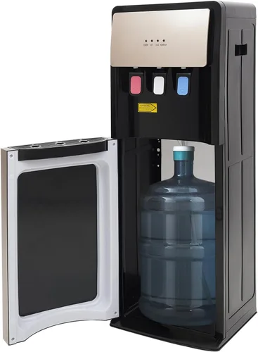 Dispensador de enfriador de agua 3 en 1, dispensador de agua de pie de carga inferior para botellas de 5 galones, dispensador de agua fría y champán