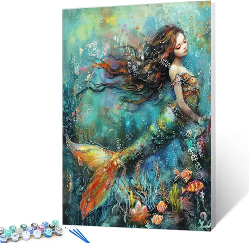 Miniatura 23 de Tucocoo Tatuajes de Espalda para Mujeres Pintura DIY por Números para Adultos, Pavo Real y Flores Pintura por Números en Lienzo Fácil de Pintar