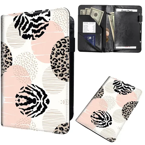 Miniatura 34 de Libreta de pedidos para camarera, cartera de cuero con bolsillo con cremallera oculta, soporte para bolígrafos, lindo organizador para camarera