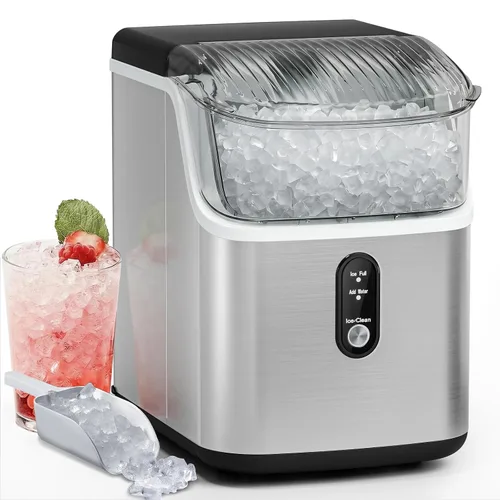 Miniatura 11 de Antarctic Star Máquina de hielo para encimera con hielo de pellets masticable suave, 34 libras/24 horas, operación con un solo clic, máquina
