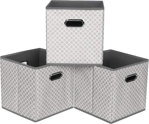 Miniatura 41 de Contenedores de almacenamiento de tela, organizadores de tela con asa, cubos plegables para almacenamiento de tela o accesorios, 11 x 11 x 11 Naranja