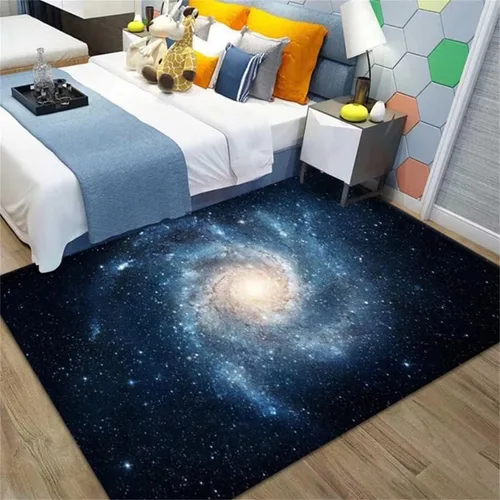 Miniatura 29 de Alfombra de espacio exterior para habitación de niños, 3 x 5 pies, alfombra Galaxy para dormitorio de niños, suave, antideslizante, sistema solar