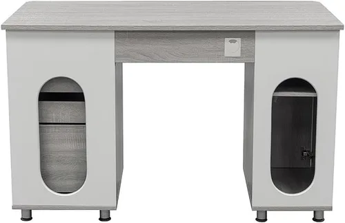 Miniatura 6 de Pemberly Row Escritorio para computadora de oficina en casa de 48 pulgadas de ancho en color gris con gabinete de almacenamiento de CPU y archivador