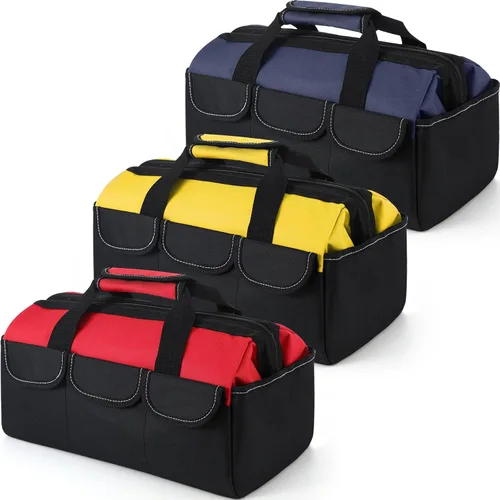 Miniatura 12 de Sanwuta - Paquete de 3 bolsas para herramientas, alta resistencia, fondo rígido impermeable, boca ancha, para electricista, carpintero, mecánico, 13