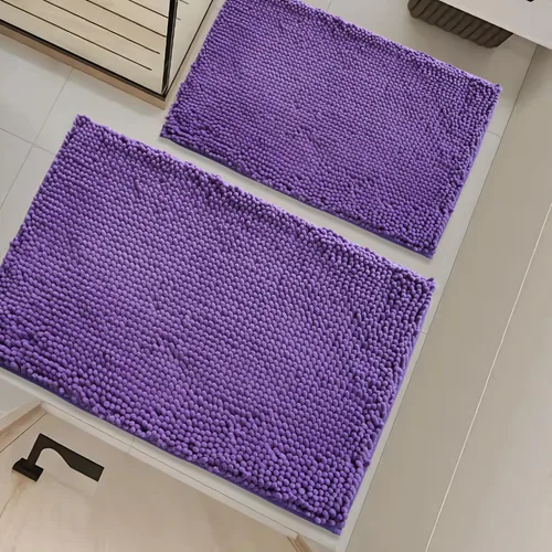Miniatura 31 de Juego de alfombras de baño de 2 piezas, súper absorbente suave, gruesa, lavable en lavadora, alfombra de baño de chenilla antideslizante, alfombra