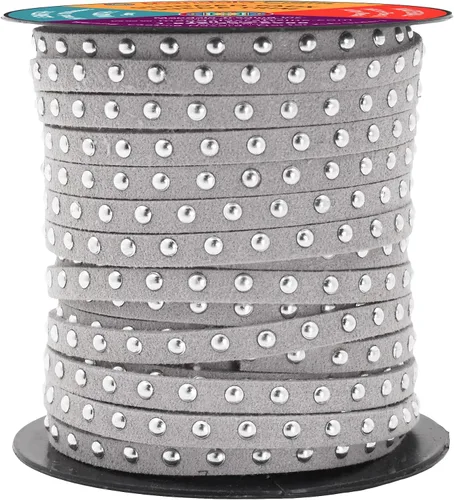 Miniatura 17 de Mandala Crafts Cordones de gamuza sintética para fabricación de joyas, 20 yardas, tiras de cordones de cuero con tachuelas doradas, cuerdas planas