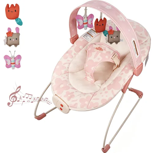 Baby Bouncer – Asiento rebotador para bebé, asiento rebotador para bebés con música y juguetes sensoriales, almohadilla de asiento lavable a