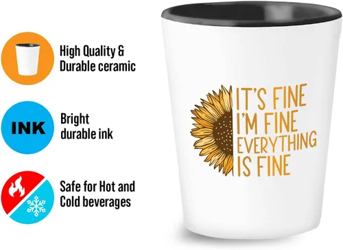Miniatura 4 de Bubble Hugs Vaso de chupito motivacional de 1.5 onzas – It's Fine I'm Fine Everything – Apreciación motivacional, refranes inspiradores, regalo