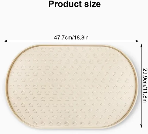 Miniatura 2 de KPWACD Alfombrilla de alimentación para perros y gatos, alfombrilla de silicona antideslizante y resistente al agua para cuencos, tapetes para Beige