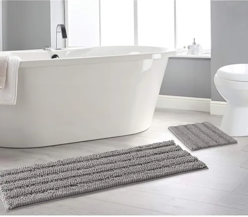 Miniatura 52 de NICETOWN Tapete negro para baño, antideslizante, suave, absorbente de agua, tapete de bajo perfil para entrada, tapete para vestíbulo, puerta