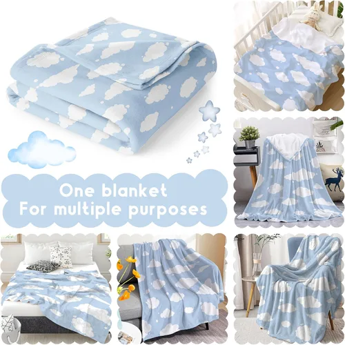 Miniatura 2 de Sumedha Manta de nube en blanco y negro, regalo de nube para niñas y niños, franela ligera súper suave, extra pequeña de 40 x 30 pulgadas