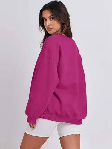 Miniatura 4 de ANRABESS Sudadera de gran tamaño para mujer, con cuello redondo, estilo Y2K, sudadera con capucha de forro polar, cómoda, camiseta informal, ropa