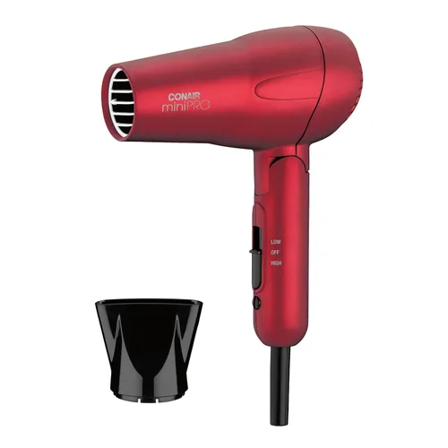 Conair MiniPro Mango plegable Turmalina cerámica Styler/secador de pelo; Rojo