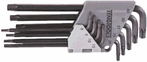 Teng Tools Juego de llaves Torx de grado industrial, 9 piezas, color negro (TX8 - TX40) - 1479TX
