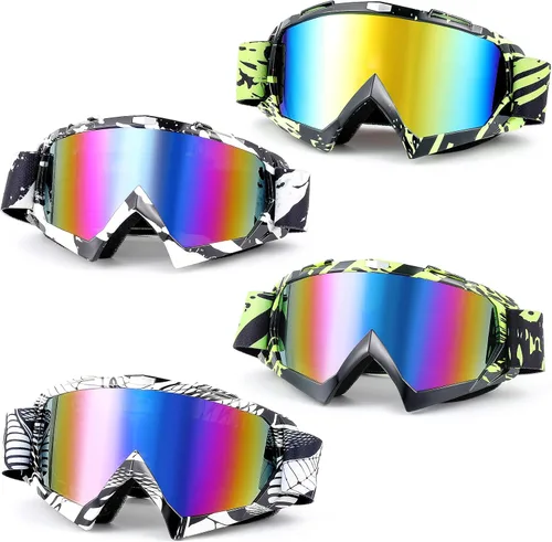 Tallew 4 pares de gafas de motocross para motocicleta, motocross, carreras, ATV, para hombres y mujeres, deportes de potencia y esquí