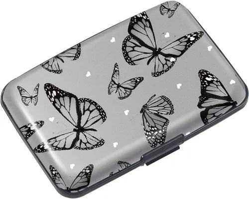 Miniatura 6 de Mini tarjetero para mujeres u hombres, tarjetero delgado con bloqueo RFID, estuche rígido para tarjeta de identificación, tarjetero de viaje, Negro
