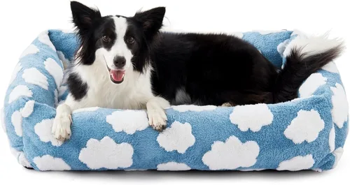 JOEJOY Linda cama para perros de tamaño mediano, camas rectangulares suaves y peludas para perros grandes y medianos, cama ortopédica lavable para